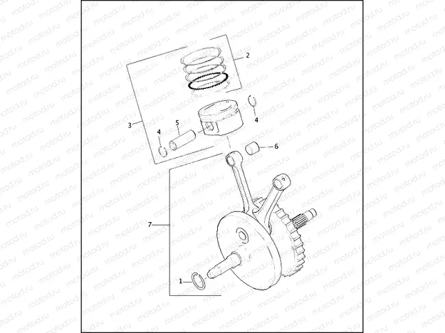 PISTONS & FLYWHEEL ASSEMBLY - TWIN CAM 88â¢
