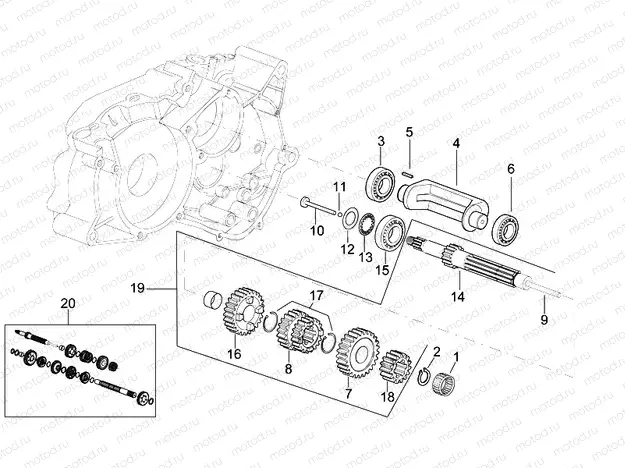 Primary gear shaft