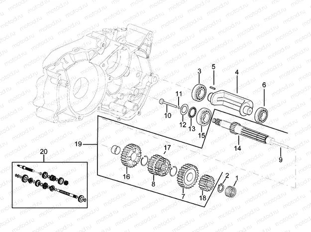 Primary gear shaft