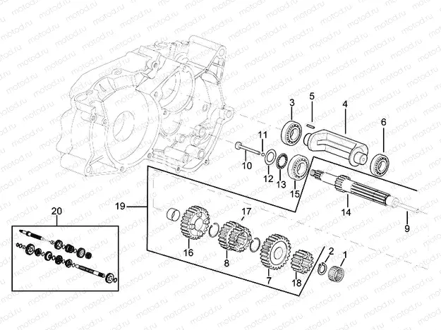 Primary gear shaft