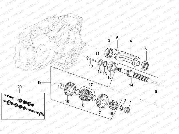 Primary gear shaft