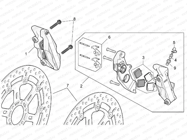 R-RF vers. front brake caliper