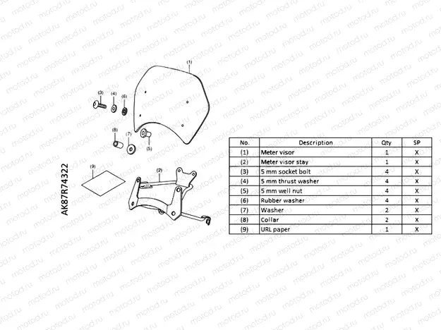 R74-21-32 KIT,METER VISOR