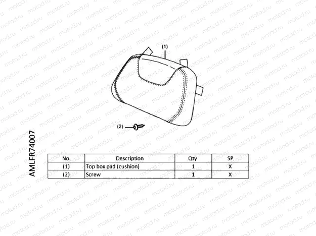 R74-22-07 TOP BOX PAD CUSHION  BLACK RED