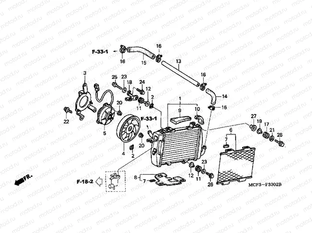 RADIATOR F-33-2 (B.) (VTR1000SP2 / 3/4/5/6)
