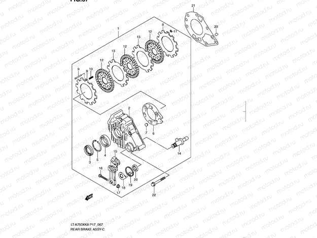 REAR BRAKE ASSY (LT-A750XK8/XZK8/XK9/XZK9)