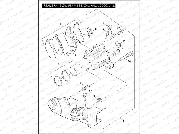 REAR BRAKE CALIPER - 883/C/L/N/R, 1200C/L/N/R