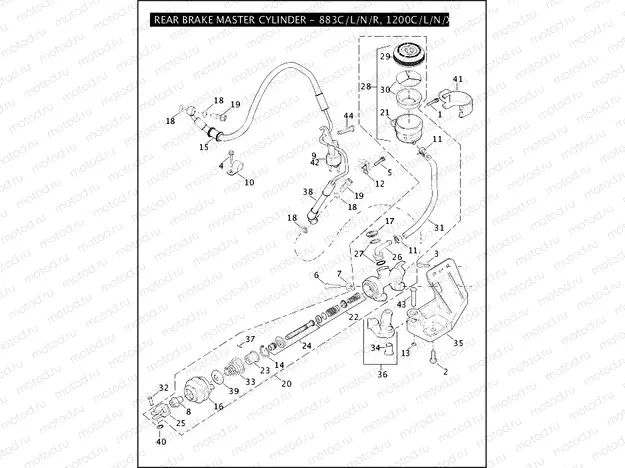 REAR BRAKE MASTER CYLINDER - 883C/L/N/R, 1200C/L/N/X