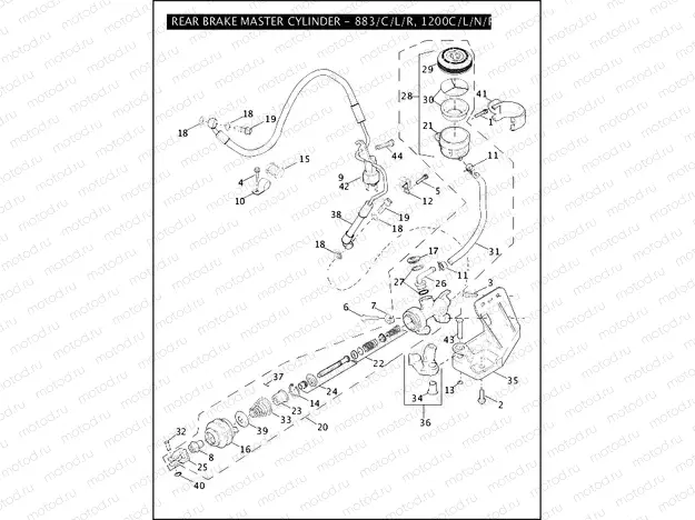 REAR BRAKE MASTER CYLINDER - 883/C/L/R, 1200C/L/N/R