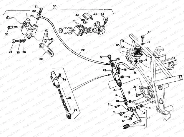 REAR BRAKE SYSTEM MY92 » BRAKING SYSTEM