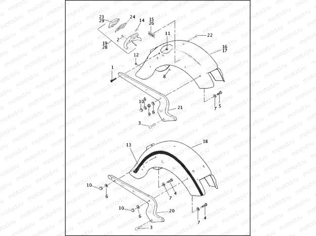 REAR FENDER & SUPPORTS - FLSTC, FLSTF & FLSTS