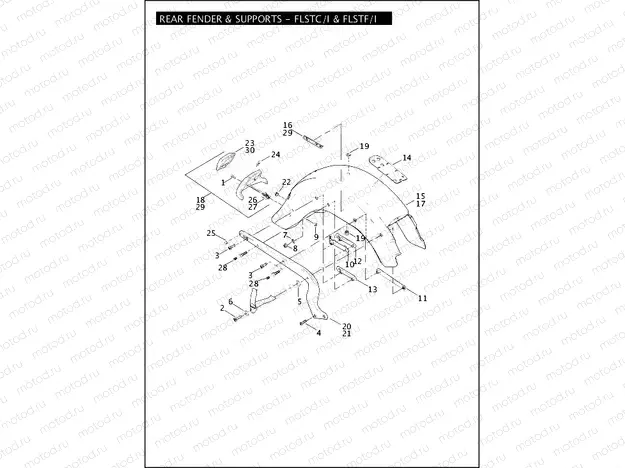 REAR FENDER & SUPPORTS - FLSTC/I & FLSTF/I