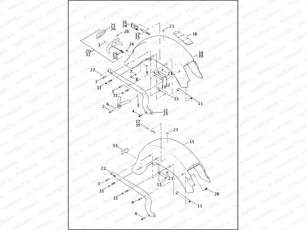REAR FENDER & SUPPORTS - FLSTC/I, FLSTF/I & FLSTS/I