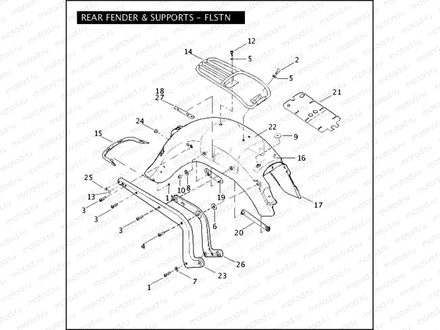 REAR FENDER & SUPPORTS - FLSTN