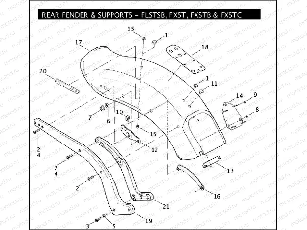 REAR FENDER & SUPPORTS - FLSTSB & FXST, FXSTB, FXSTC
