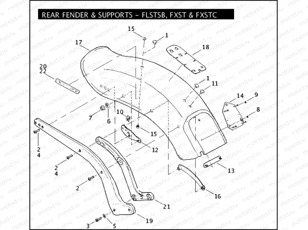 REAR FENDER & SUPPORTS - FLSTSB, FXST & FXSTC