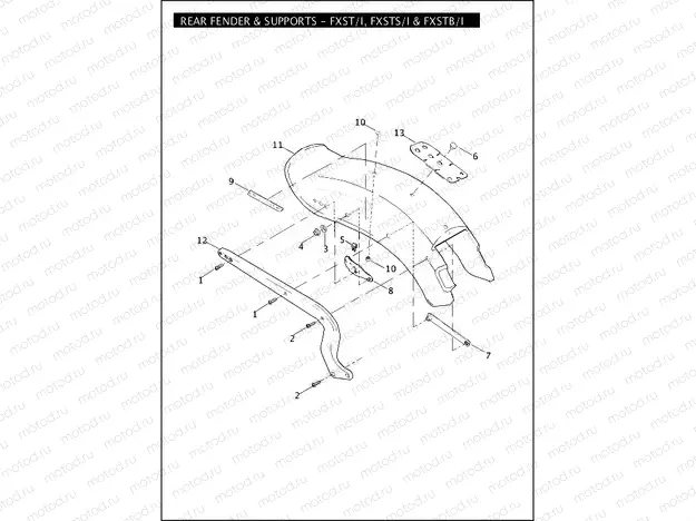 REAR FENDER & SUPPORTS - FXST/I, FXSTS/I & FXSTB/I