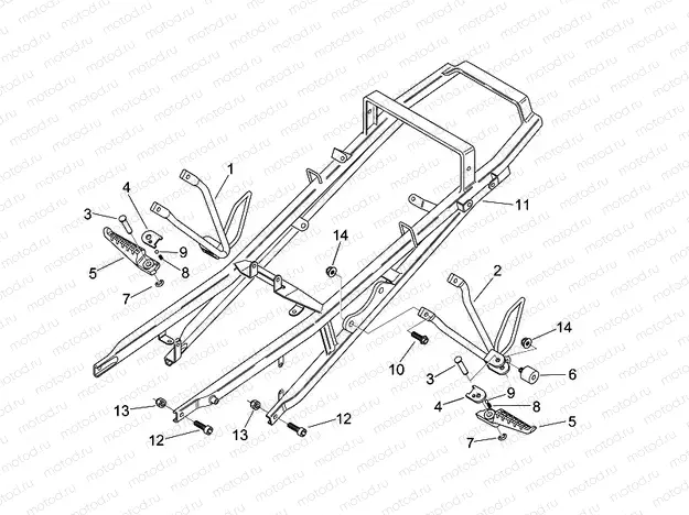 Rear footrests