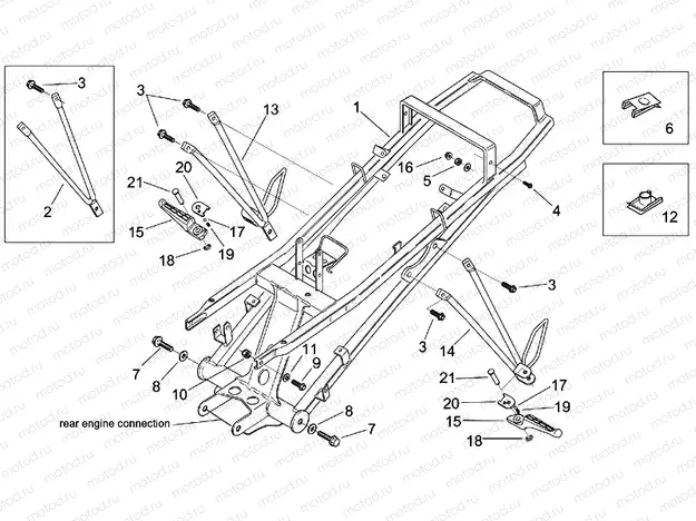 Rear footrests