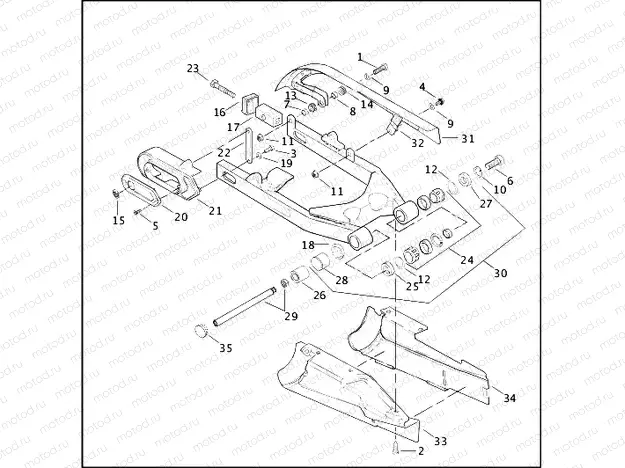 REAR FORK, DEBRIS DEFLECTOR & BELT GUARD