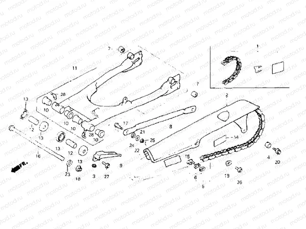 Rear fork/Chain case