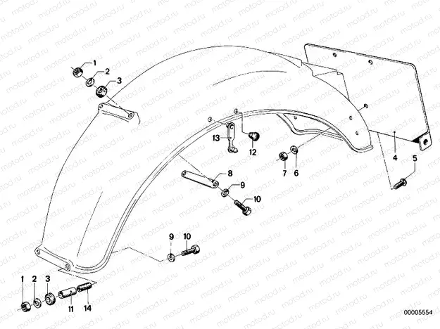 Rear mudguard mounting parts