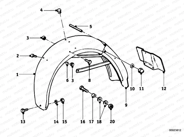 Rear mudguard mounting parts