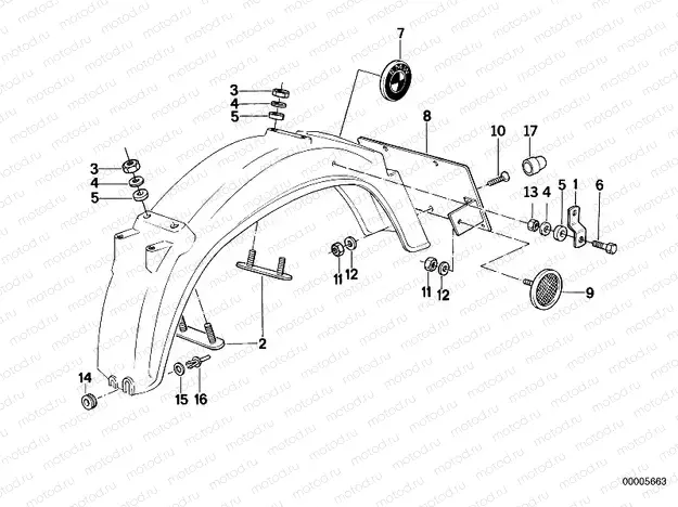 Rear mudguard/mounting parts, mounting