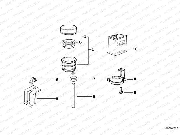 Rear wheel brake, fluid container