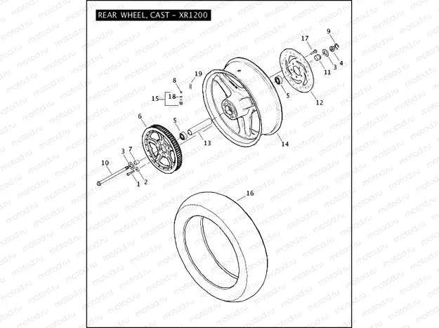REAR WHEEL, CAST - XR1200