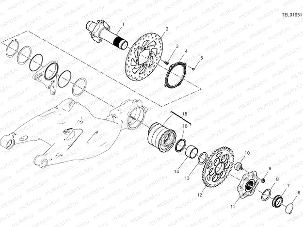 Rear wheel spindle