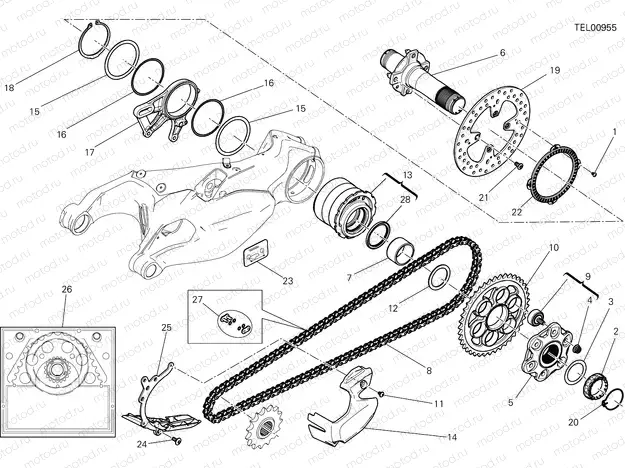 REAR WHEEL SPINDLE [MOD:1199 R]