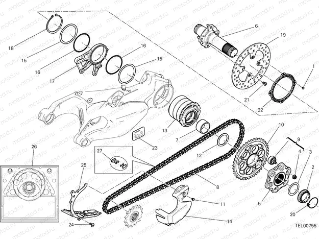 REAR WHEEL SPINDLE [MOD:1299S;XST:AUS,EUR,FRA,JAP,TWN]