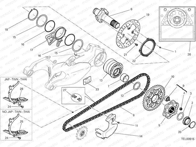 REAR WHEEL SPINDLE [MOD:1299;XST:AUS,EUR,FRA,JAP,TWN]