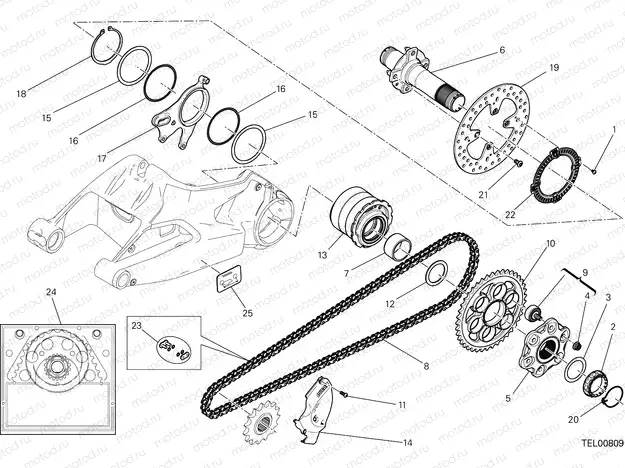 REAR WHEEL SPINDLE [MOD:M 1200S]