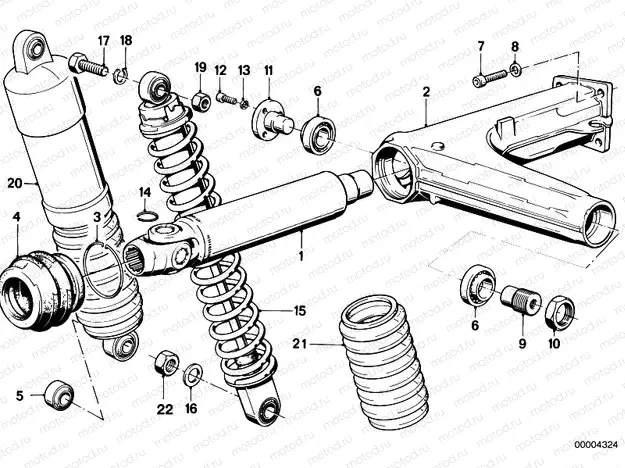 Rear wheel swinging arm mounting parts