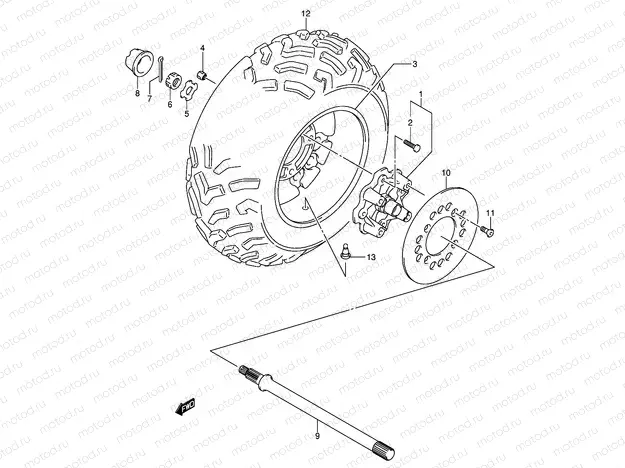 RIGHT REAR WHEEL (MODEL K4/K5)