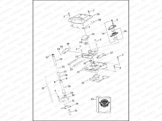 ROCKER ARM ASSEMBLY & PUSH RODS - 1550 TWIN CAM 95B