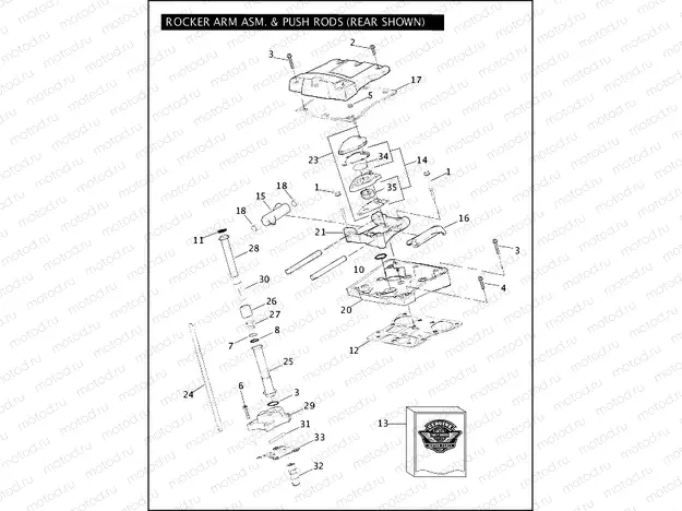 ROCKER ARM ASSEMBLY & PUSH RODS - NON JAPAN