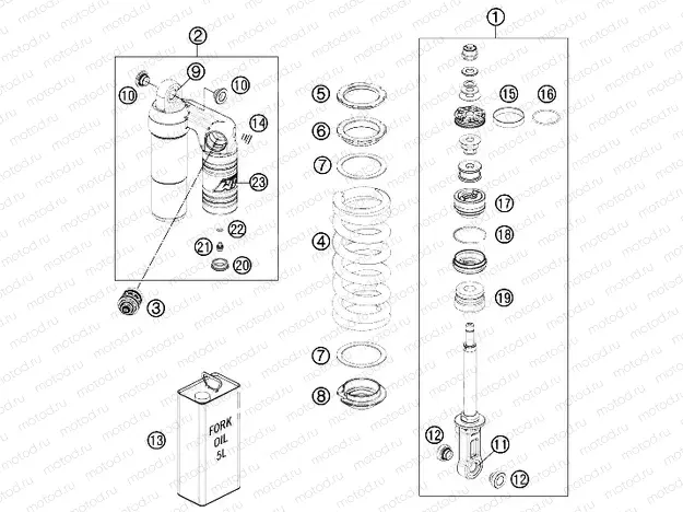 SHOCK ABSORBER DISASSEMBLED