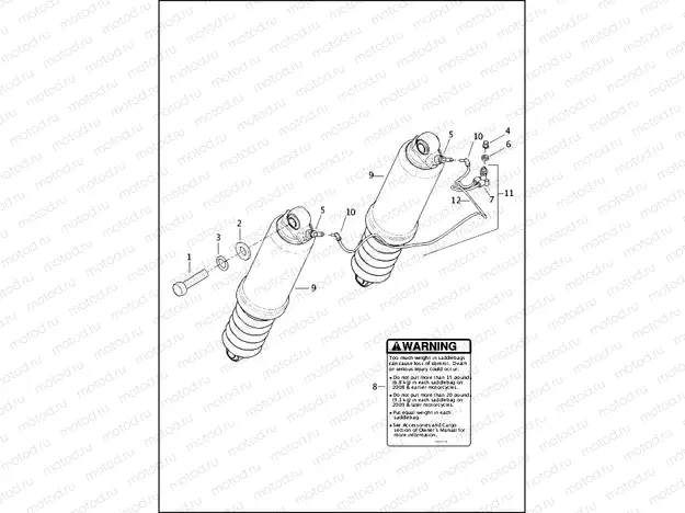 SHOCK ABSORBERS, REAR AND AIR SUSPENSION SYSTEM - FLHR, FLHRC, FLHTCU, FLHTK, FLHX, FLTRU AND FLTRX