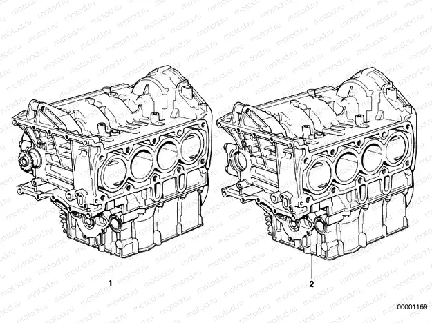Short engine/crank case with pistons