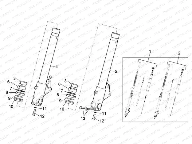 Showa front fork - Hubs, sleeves