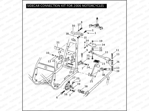 SIDECAR CONNECTION KIT FOR 2006 MOTORCYCLES