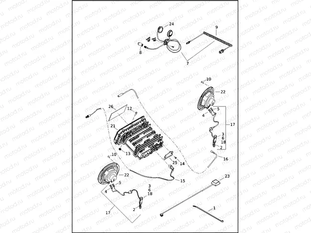 SOUND SYSTEM - FLHTCU, FLHTK, FLHTKL, FLHX AND FLHXS (1 OF 2)