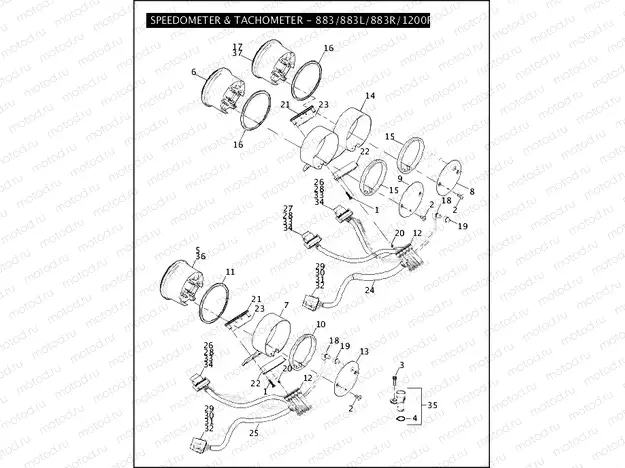 SPEEDOMETER & TACHOMETER - 883/883L/883R/1200R
