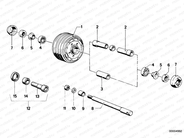 Spoke wheel-wheel hub/dial shaft