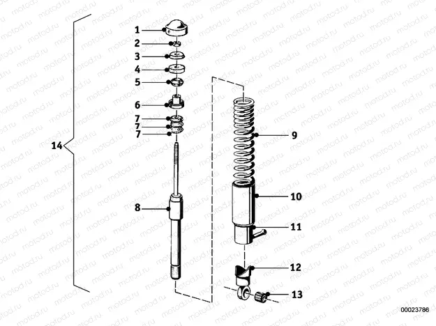Spring strut, rear
