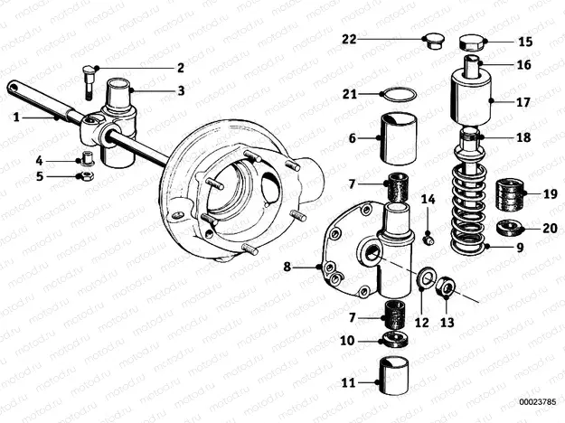 Spring strut, rear