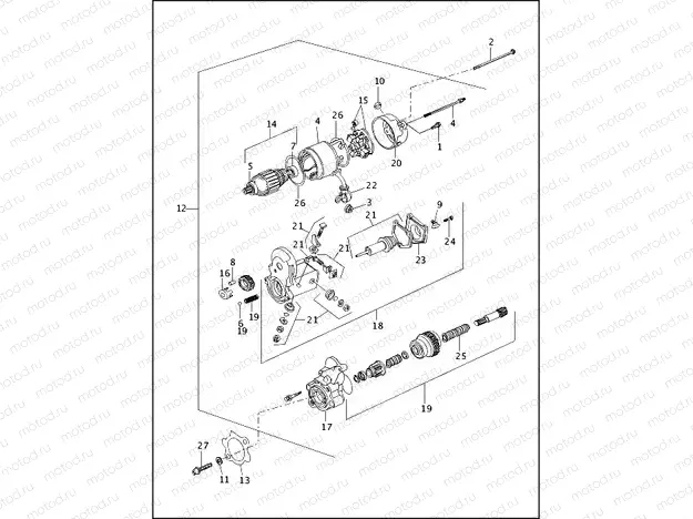 STARTER MOTOR - 1200 MODEL